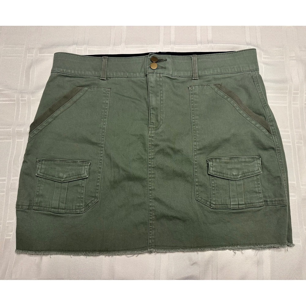 Democracy Skirt Womens 16 Green Ab Solution Cargo Mini Frayed Hem B5130YXX2
